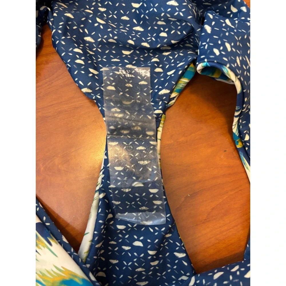 NEW Prana‎ Breya Bikini Bottom Reversible Tropic Panama Blue Palm XL 2336